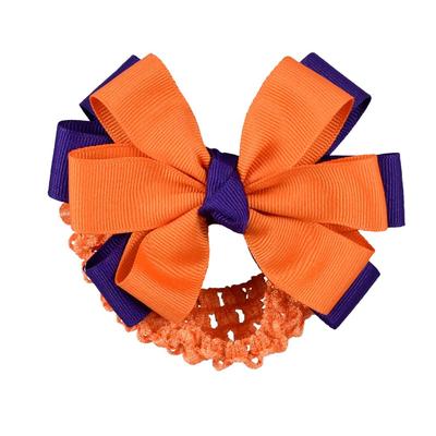 Orange & Purple Fluff Crochet Headband