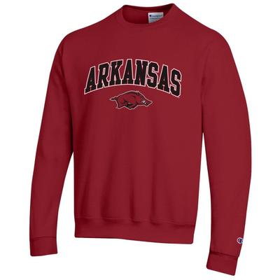 Arkansas Champion Fleece Screen Print Arch with Logo Crew