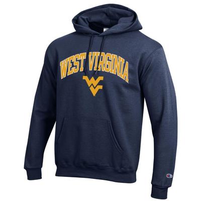 West Virginia Champion Fleece Screen Print Arch with Logo Hoodie