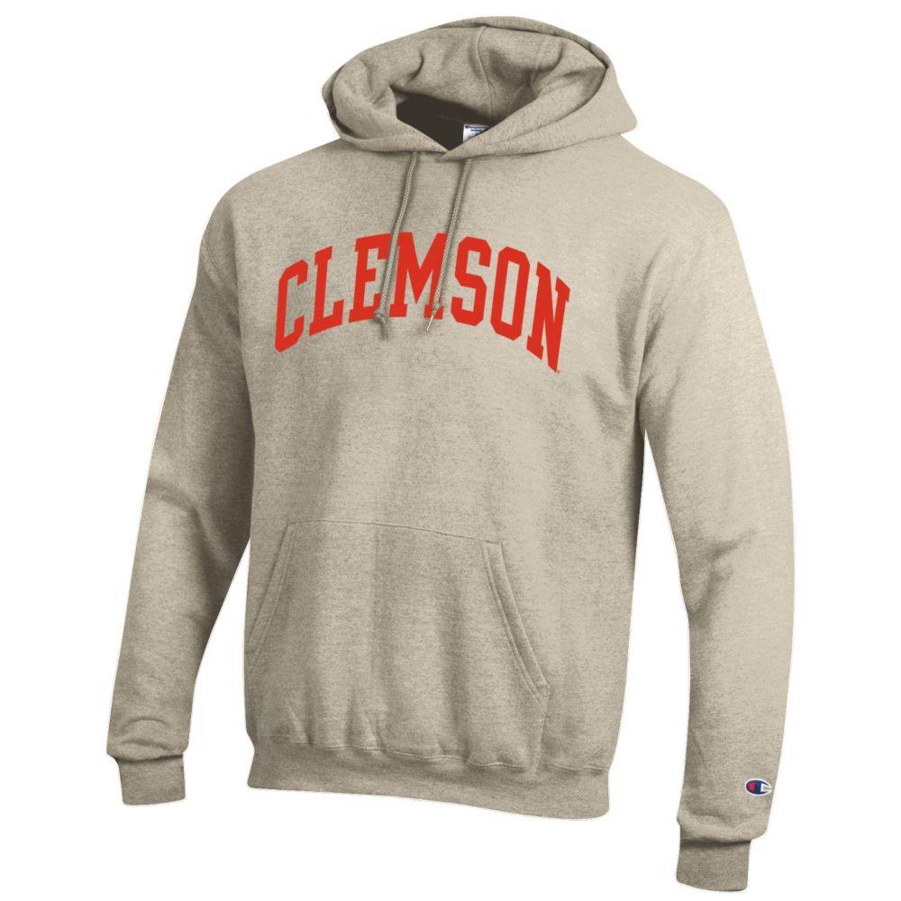 Clemson | Clemson Champion Fleece Screen Print Arch Hoodie | Alumni Hall