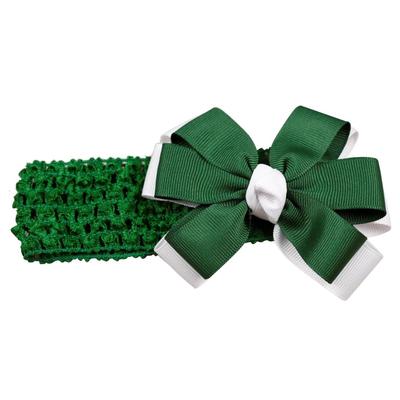 Green & White Fluff Crochet Headband