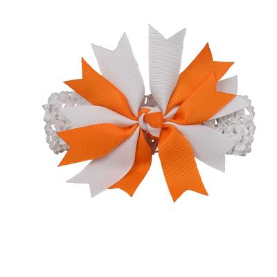 Orange & White Pinwheel Crochet Headband