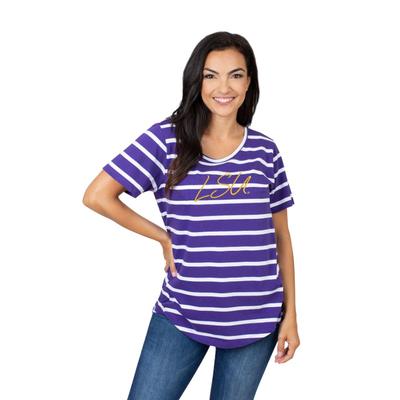 LSU University Girls Women's Striped Tee