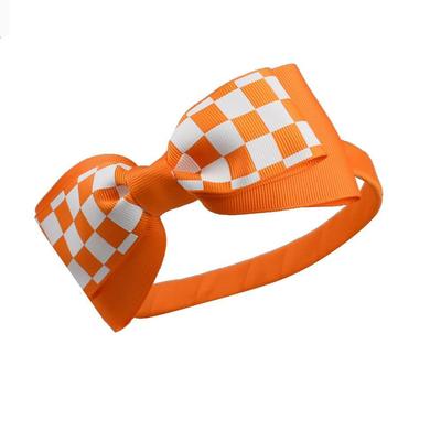 Orange & White Checkerboard Bow Headband