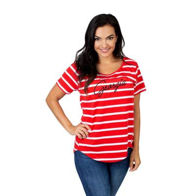 Georgia University Girls Women's Striped Tee