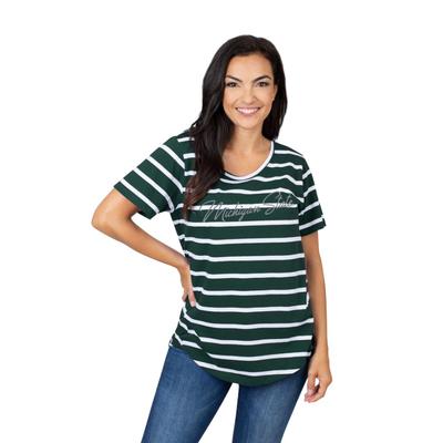 Michigan State University Girls Women's Striped Tee
