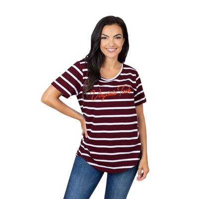 Virginia Tech University Girls Women's Striped Tee