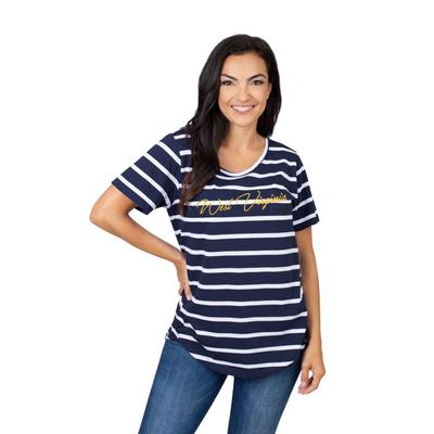 West Virginia University Girls Women's Striped Tee