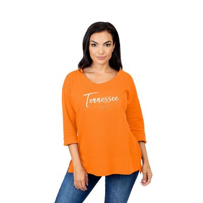 Tennessee University Girls Women's Waffle Boat Neck Top