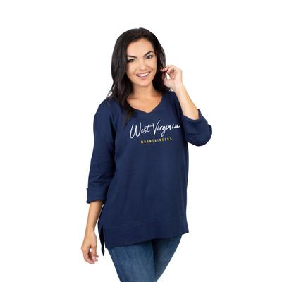 West Virginia University Girls Women's Waffle Boat Neck Top