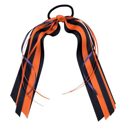 Navy & Orange Streamer Ponytail Holder
