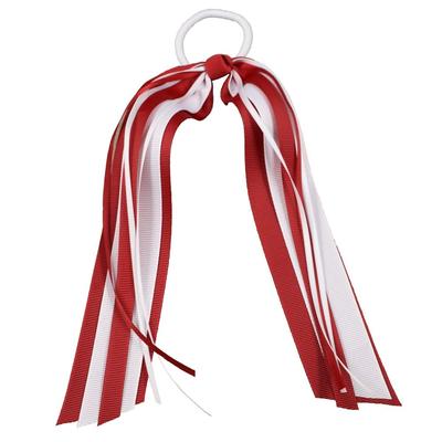 Red & White Streamer Ponytail Holder