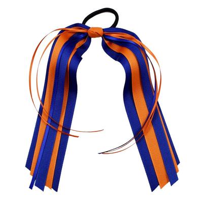 Blue & Orange Streamer Ponytail Holder