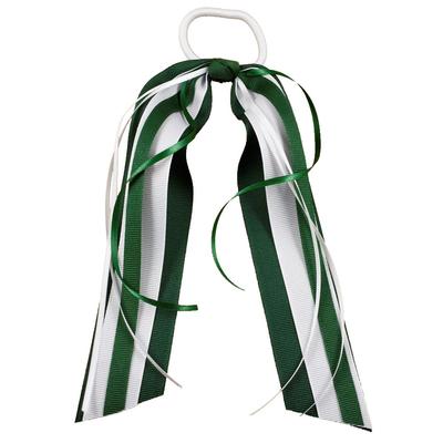 Green & White Streamer Ponytail Holder