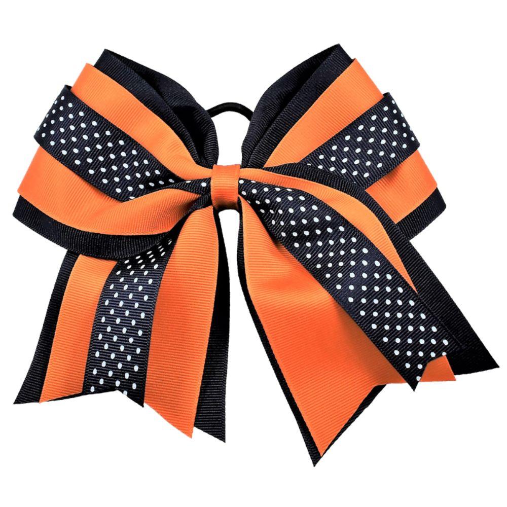 Navy & Orange Layered Dot Ponytail Holder