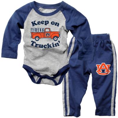 Auburn Infant Keep on Truckin' Long Sleeve Onesie Pant Set