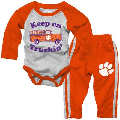 Clemson Infant Keep on Truckin' Long Sleeve Onesie Pant Set