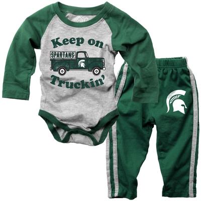 Michigan State Infant Keep on Truckin' Long Sleeve Onesie Pant Set