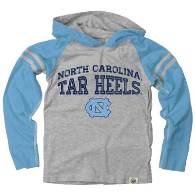 UNC Boy's Inline Arched Long Sleeve Hooded Raglan