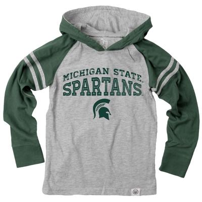 Michigan State Boy's Inline Arched Long Sleeve Hooded Raglan