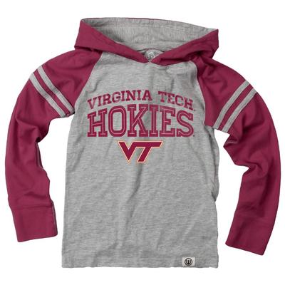 Virginia Tech Boy's Inline Arched Long Sleeve Hooded Raglan