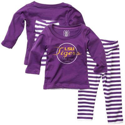 LSU Infant Long Sleeve Stripe Top and Leggings Set