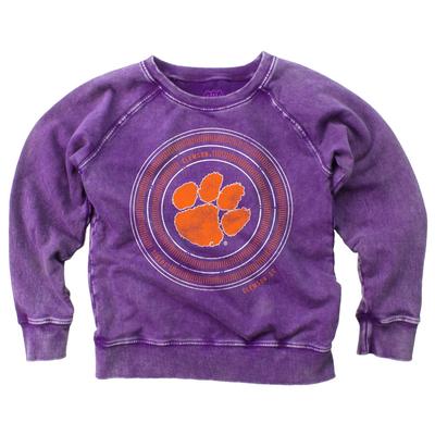 Clemson Girl's Faded Fleece Crew