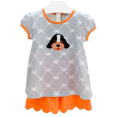 Ishtex Toddler Grey and Orange Tee and Short Set