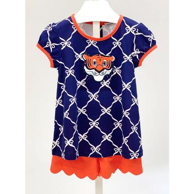 Ishtex Toddler Navy and Orange Tee and Short Set
