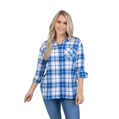 Kentucky University Girls Women's Boyfriend Plaid Shirt