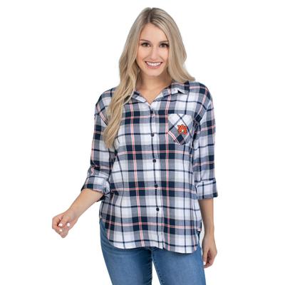 Auburn University Girls Women's Boyfriend Plaid Shirt