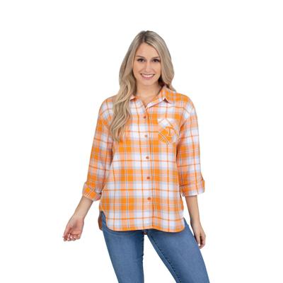 Tennessee University Girls Women's Boyfriend Plaid Shirt