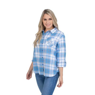 UNC University Girls Women's Boyfriend Plaid Shirt