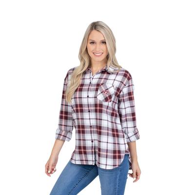 Virginia Tech University Girls Women's Boyfriend Plaid Shirt