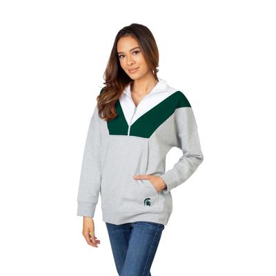 Michigan State University Girls Women's Color Block 1/4 Zip Pullover