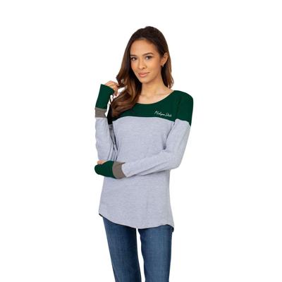 Michigan State University Girls Women's Color Block Long Sleeve Top