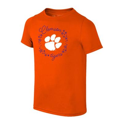 Clemson YOUTH Paw Logo with Script Circle Tee Shirt