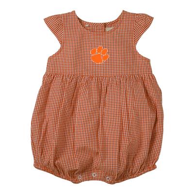 Clemson Infant Jillian Gingham Ruffle Onesie