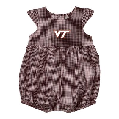 Virginia Tech Infant Jillian Gingham Ruffle Onesie