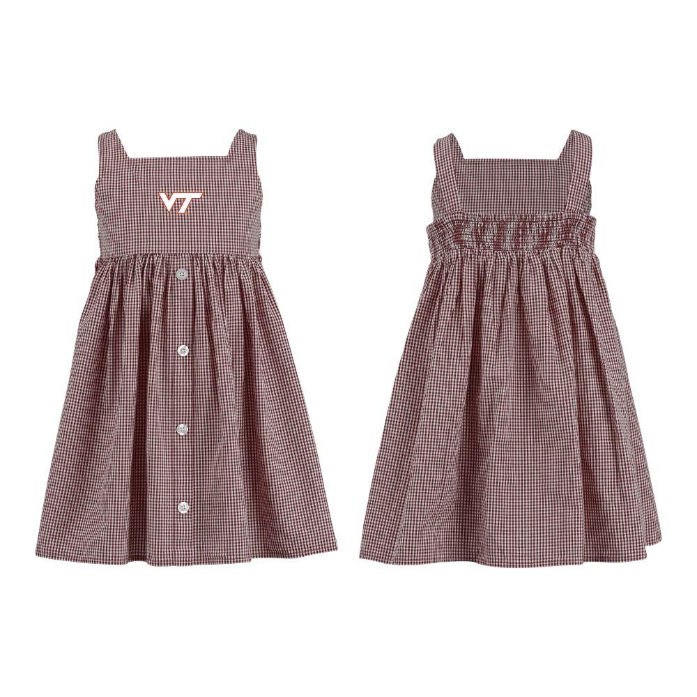 Virginia Tech Toddler Jillian Gingham Ruffle Dress