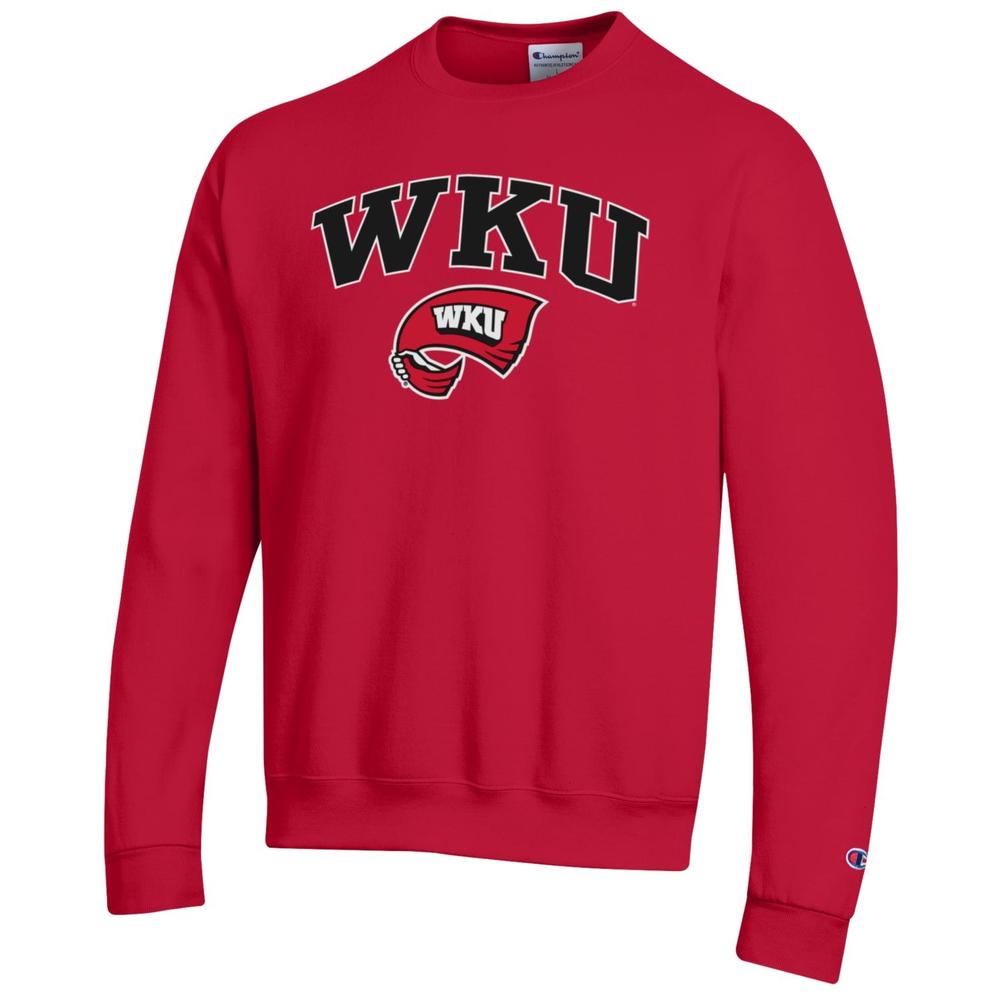 Western Kentucky Arch Logo Red Fleece Crew