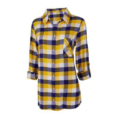 LSU Women's Long Sleeve Flannel Nightshirt