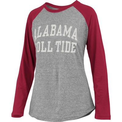 Alabama Pressbox Bentley Applique Long Sleeve Baseball Tee