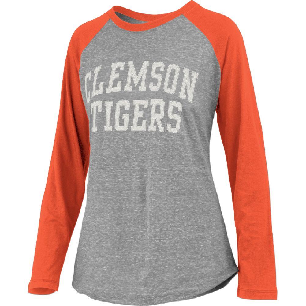 Clemson Pressbox Bentley Applique Long Sleeve Baseball Tee
