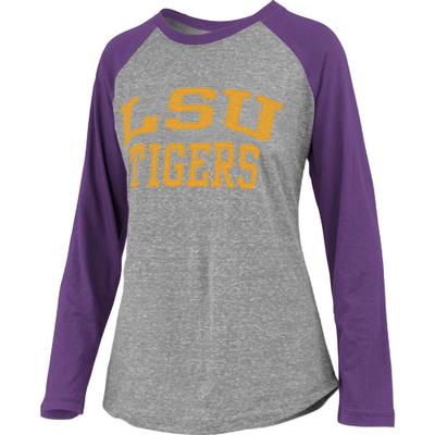 LSU Pressbox Bentley Applique Long Sleeve Baseball Tee