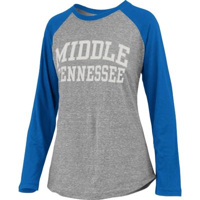 MTSU Pressbox Bentley Applique Long Sleeve Baseball Tee