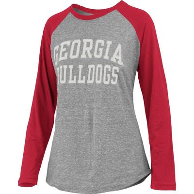 Georgia Pressbox Bentley Applique Long Sleeve Baseball Tee