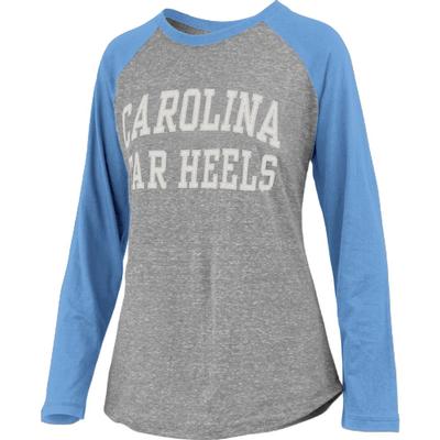 UNC Pressbox Bentley Applique Long Sleeve Baseball Tee