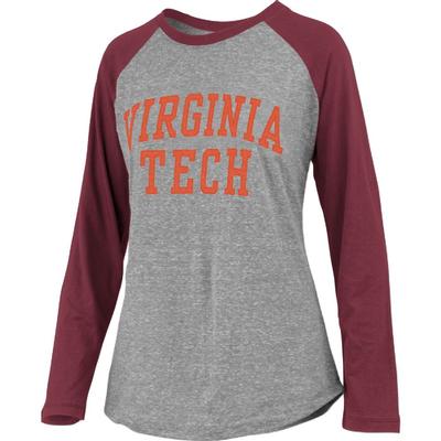 Virginia Tech Pressbox Bentley Applique Long Sleeve Baseball Tee