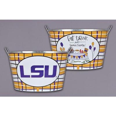 LSU Magnolia Lane Eat, Drink, Geaux Tigers Metal Bucket